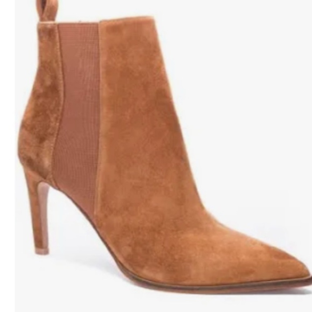 42 GOLD Tan Suede Heeled Boots